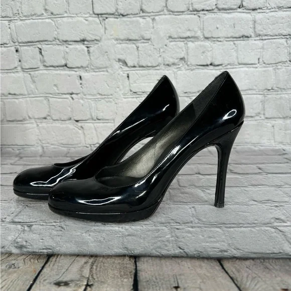 Stuart Weitzman Patent Leather Heels Size 7.5 Narrow Classic Black - Picture 3 of 12